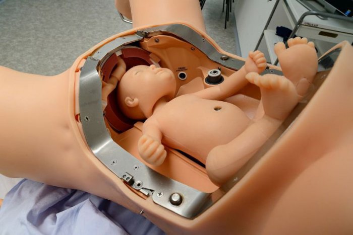Ilustračný obrázok k článku Victoria učí našich medikov rodiť. Dotýkajú sa jej aj cez tablet