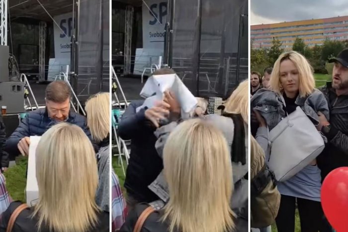 Ilustračný obrázok k článku Napätie v Česku stúpa: Mladá žena vrazila Okamurovi KOLÁČ do tváre, VIDEO